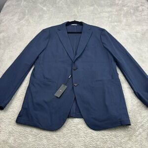 NWT Sene‎ Blazer Jacket Mens 46 Blue FlexTech Single Breasted Business Formal